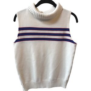 Vintage Dehen Knitting Co Sweater Vest Women Size M Stripe Turtleneck‎ Preppy